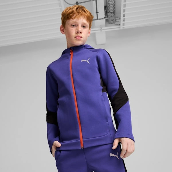 Sudadera con capucha EVOSTRIPE Puma para niños grandes ¡Estilo y confort inigualables!